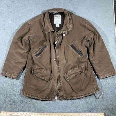 Vintage Adolfo Brown Canvas Workwear Jacket Men s Medium Distress Quilted Lining