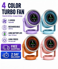 Turbo Portable USB Desk Fan Rechargeable Silent Bedroom Fan 5 Speed Wall Mount