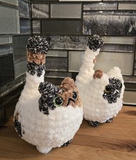 Crochet Loaf Kitty Cat 6" Tall Lot Of 2 Handmade Amigurumi Chenille