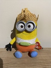 Despicable Me 3 Dave Minion Plush Stuffed Animal 8” TY Beanie Baby Hawaiian NEW