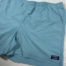 LL Bean Swim Trunks Mens XL Blue Supplex Nylon Lined Drawstring Shorts Quick Dry