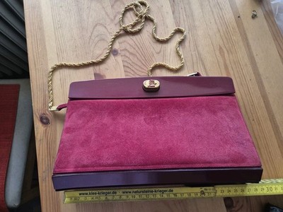 Vintage Handtasche Rot Samt Ermano Sens Serena Firence Italy ehr edel!