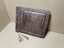 VINTAGE ANTIQUE BIG LEATHER PHOTO ALBUM EMBOSSED LEATHER ALBUM LEATHER ALBUMS
