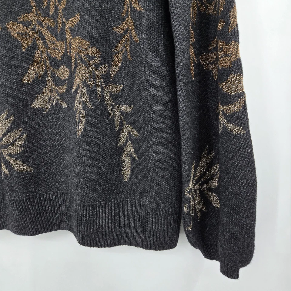 Suéter Jacquard Hoja de Vid Brillante Granate Hill para Mujer XS Gris Metálico Otoño Foto 2 de 4