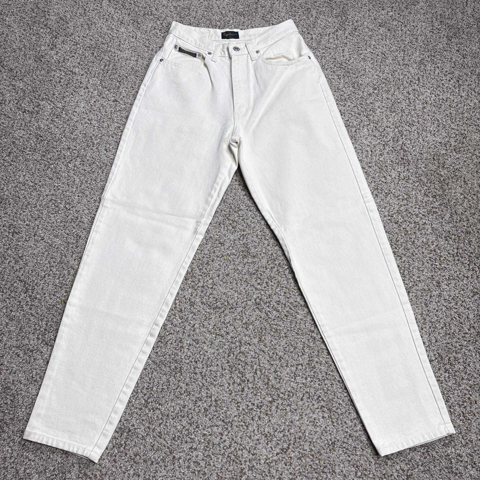 Vtg Pepe Betty Jeans Women 29x32 Fits 26 X 31.5 High Rise Tapered Off White - main photo