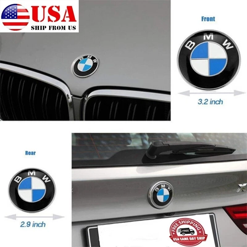 2 PIEZAS Capó delantero y maletero trasero (82 mm + 74 mm) PARA BMW insignia emblema Foto 2 de 4