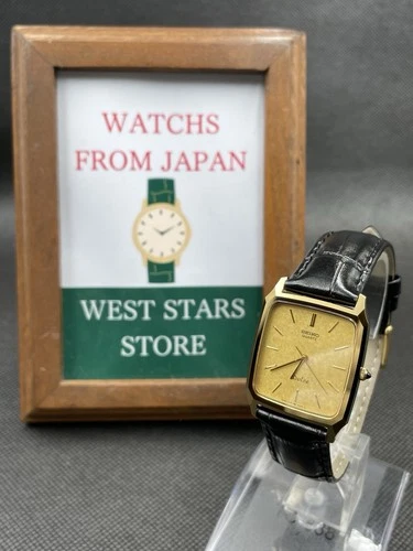 [Near Mint] Vintage SEIKO Dolce 7731-5040 Gold Quartz Men Watch From JAPAN