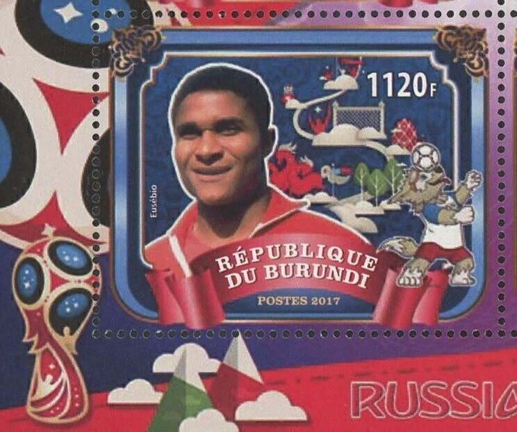 Sello de jugadores de fútbol Valeri Voronine Stanley Matthews Eusebio Charlton S/S MNH Foto 4 de 4