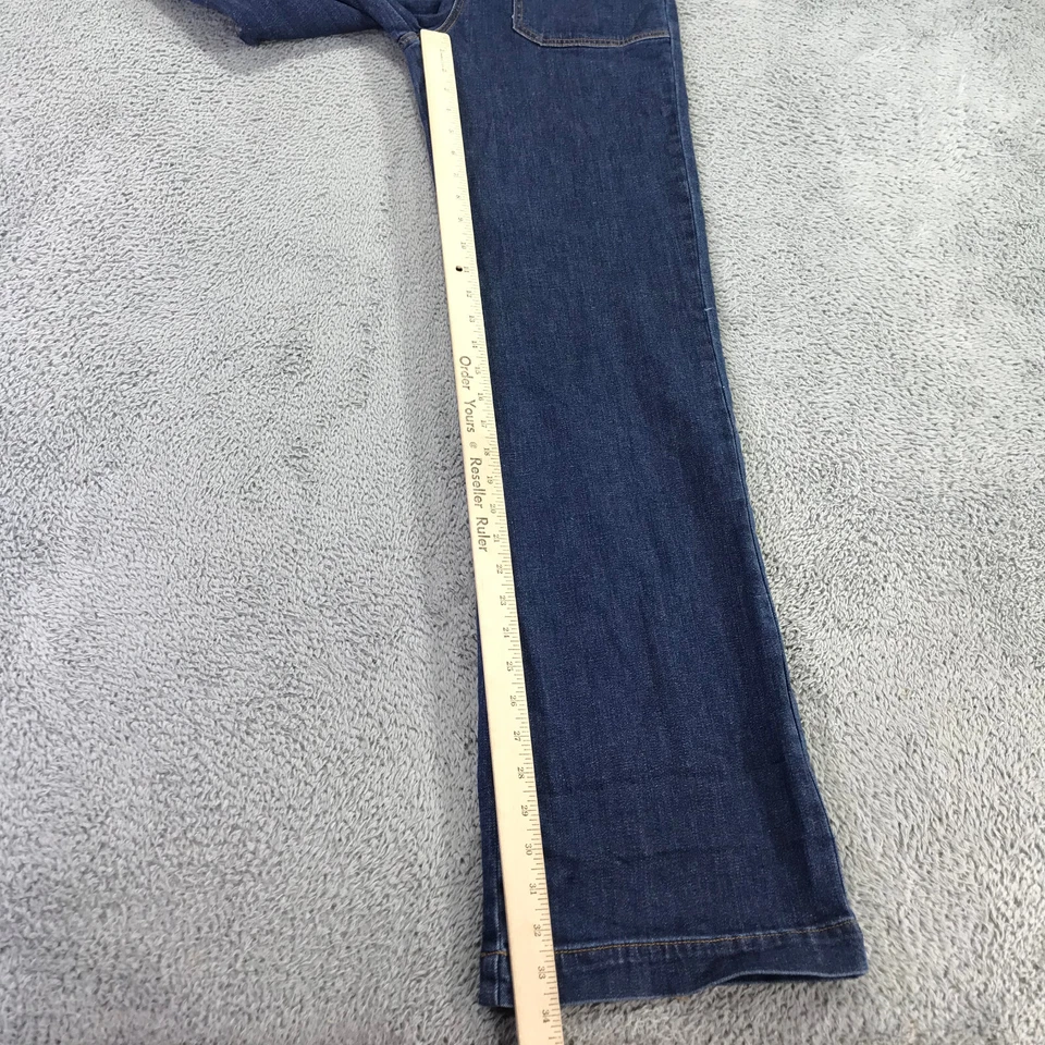 Macacão feminino LF Markey 2 ajustado flare Dungaree azul estilo anos 70 jeans geral - Imagem 4 de 4