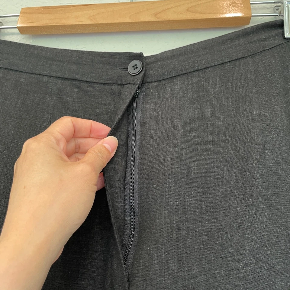 Bob Mackie 亚麻混纺短裤女式 12 码花卉刺绣黑色 — 第 3/4 张图片