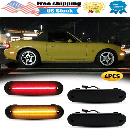 4PC LED Bumper Side Smoked Marker Light Lamps Set For 1990-2005 Mazda Miata MX-5 - Picture 1 of 17