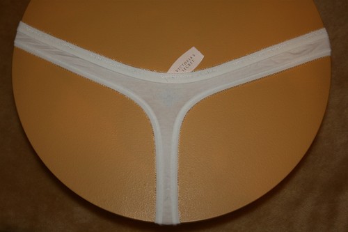 White Thong w Shiny Victoria's Secret & Hitched In Shiny Gold w Heart - XL - Picture 2 of 2