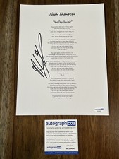 Noah Thompson Country Singer Signed Autograph ‘One Day Tonight’ Lyric Sheet ACOA