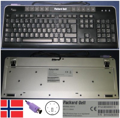 Clavier QWERTY UK Packard Bell/Acer Filaire PS/2 - Réf. 6301N - Ouvert Jamais Utilisé