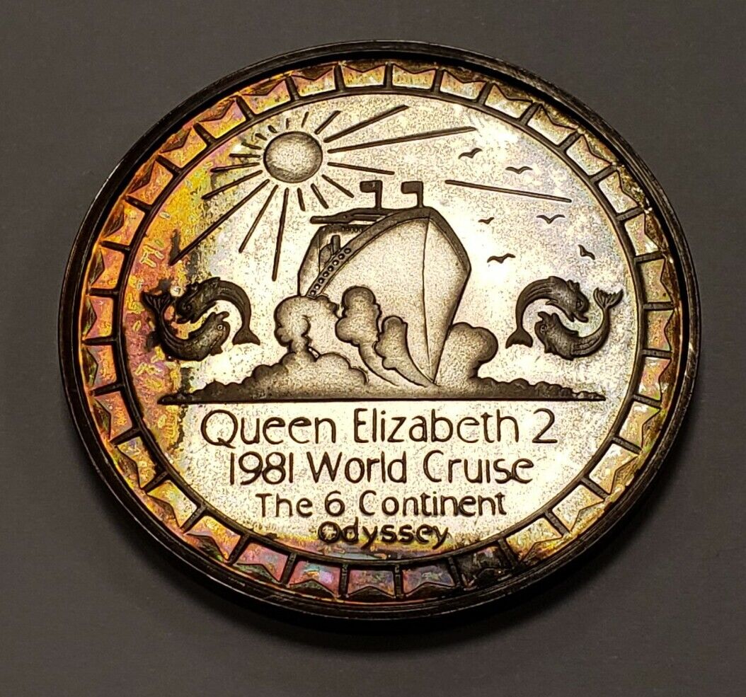 Medal - 1981 Queen Elizabeth II World Cruise Sterling Neon Medal - 1981 Queen Elizabeth II World Cruise Sterling Neon