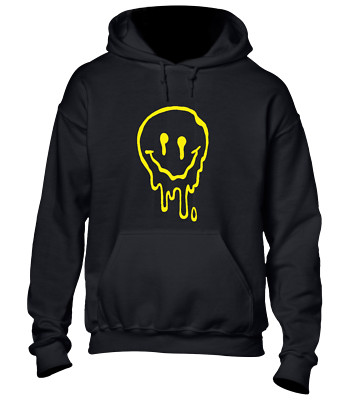MELTING ACID SMILE HOODY HOODIE COOL RAVE DJ MUSIK TANZ 80ER 90ER VINYL TOP