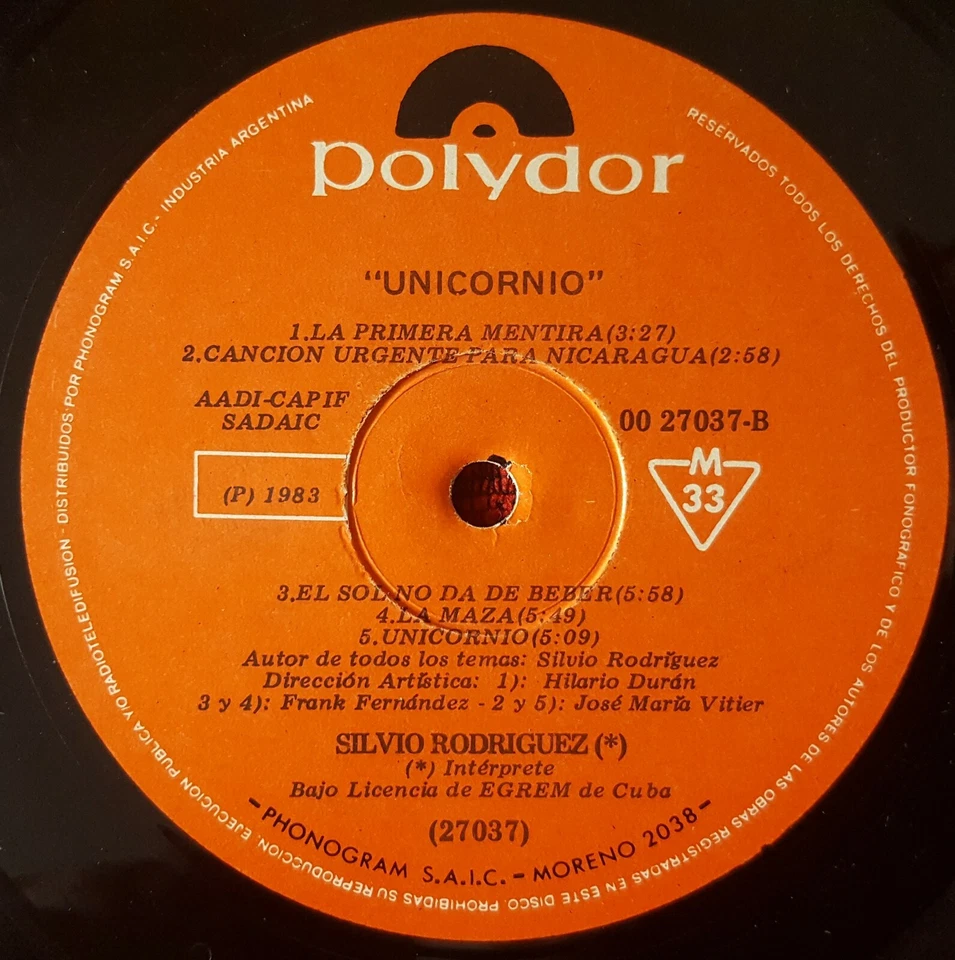 SILVIO RODRIGUEZ **Unicornio - Edicion Urgente** VERY RARE 1983 Argentina LP - Image 4 of 4