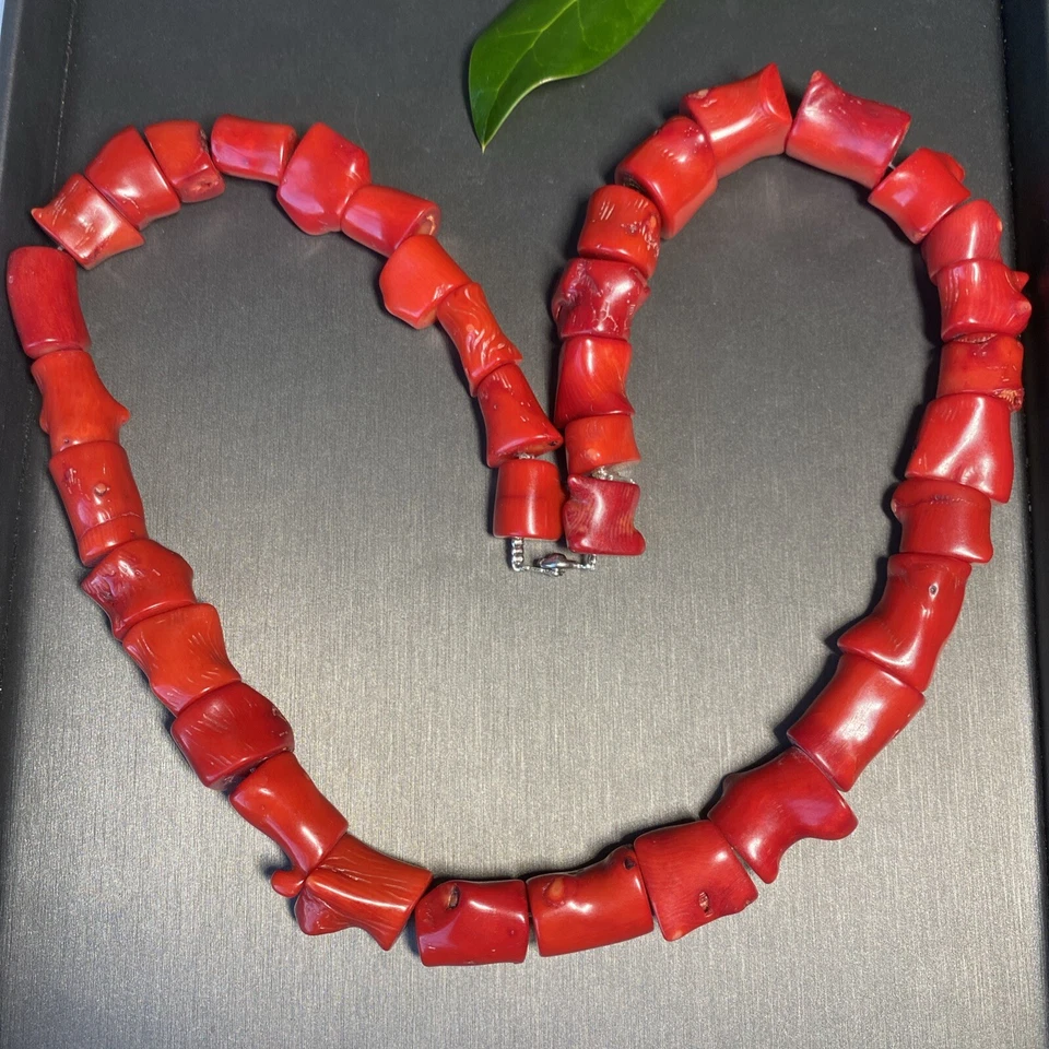 Collar Coral Rama De Colección Patrimonio Joyería Fina Usado Pat Colgante 24" ENORME