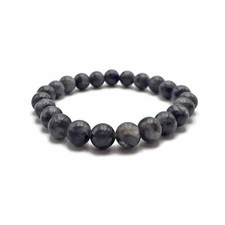 Larvikite Labradorite Bracelet Smooth Round Size 8mm 10mm 7.5" Length