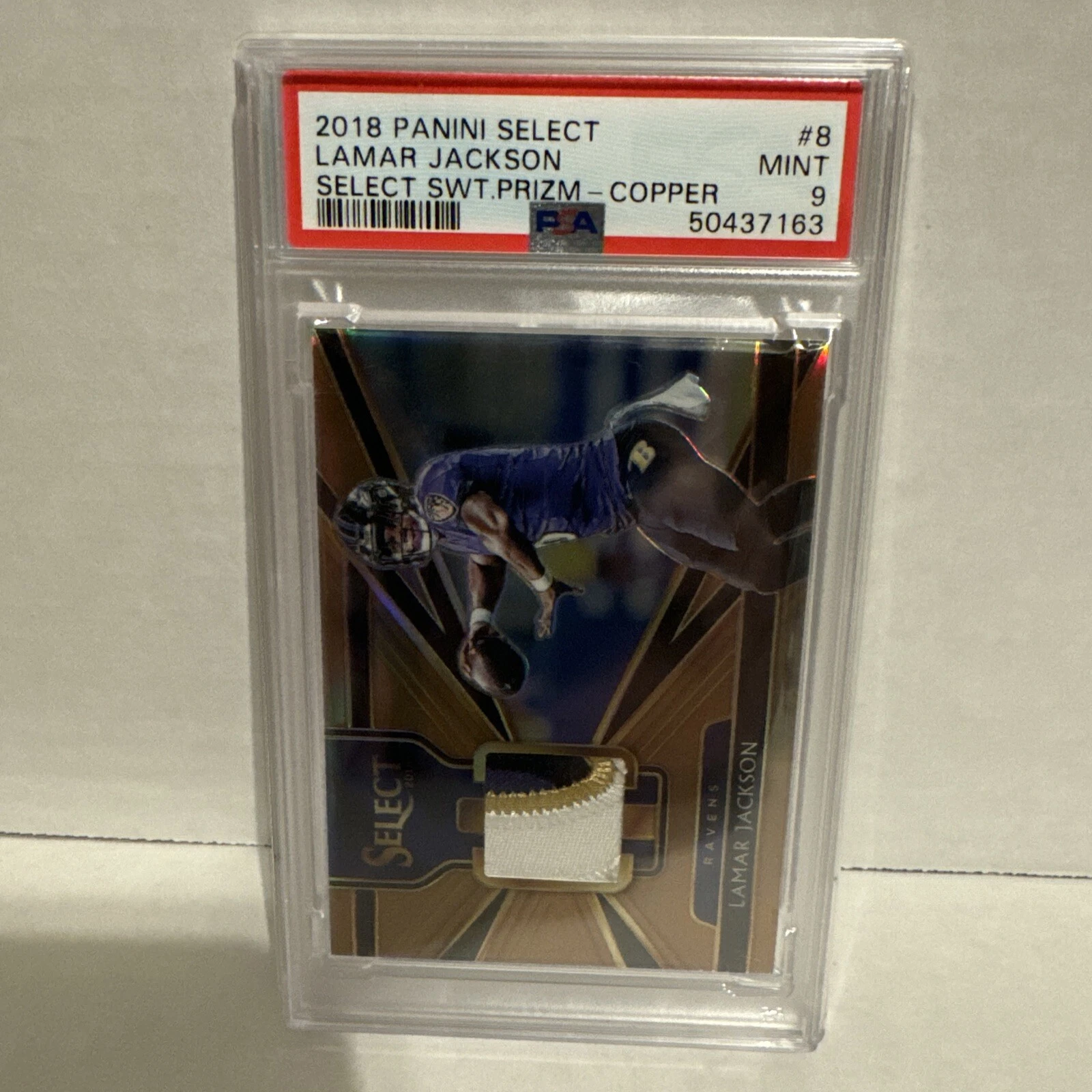 Lamar Jackson Panini Select Select Swatches Prizm #8 Copper