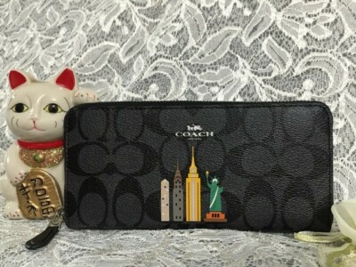 Coach F57821 NYC New York Skyline Printed PVC Slim Accordion Zip