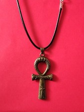 Egyptian Ankh Cross Charm Pendant Cord Necklace