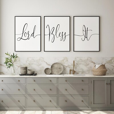 Lord Bless It, Set of 3 Poster Prints, Motivational Quote, Home Wall Décor