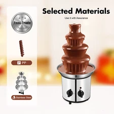 4 Tiers Commercial Stainless Steel Chocolate Fondue Waterfall Fountain Maker