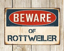 wall art outdoor prints beware of rottweiler metal tin sign