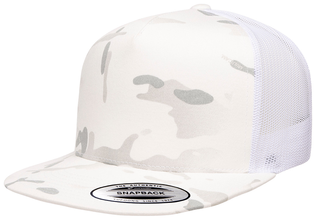 Yupoong 6006 YP Classics 5 Panel Trucker Hat Snapback Mesh Back Flat Bill Cap
