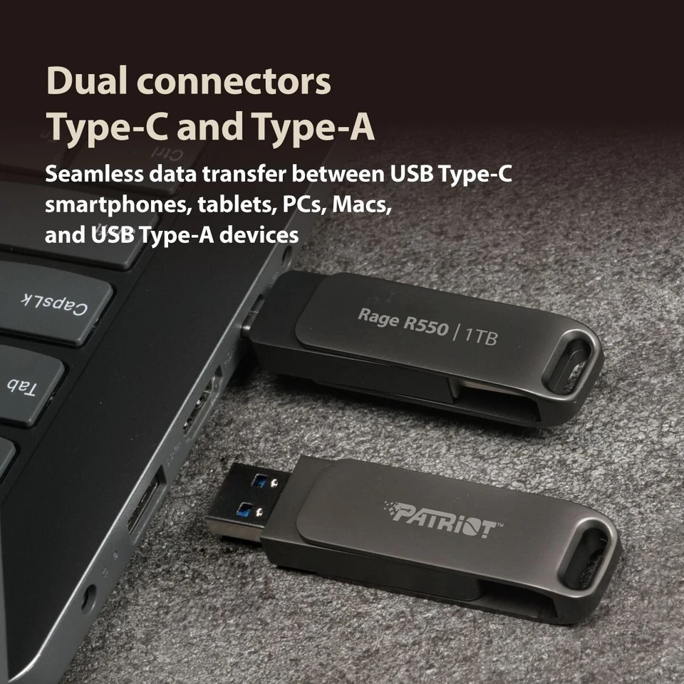 Patriot R550 1TB USB 3.2 Type-C/Type-A OTG Flash Drive Smartphone PC MAC Tablet - Image 3 of 4