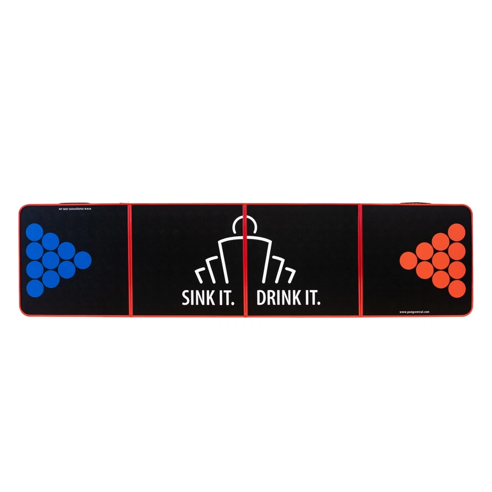 UNIQUE BEER PONG TABLE - Black With Red Frame | Folding 8ft Table Party Game - image 3 of 4