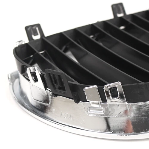 For BMW E60 E61 2003-2010 2Pcs ABS Chrome+Black Dual Slat Front Bumper Grilles - Picture 7 of 9