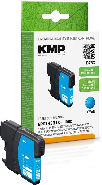 Kmp B78C Cyan Tintenpatrone Ersetzt Brother LC-1100C-image
