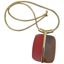 Vintage Lanvin Paris Modernist Lucite Pendant Snake Chain Necklace — listing 5