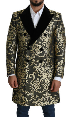 Dolce & Gabbana ジャガード柄　ゴールド刺繍ジャケット Dolce & Gabbana Black Gold Jacquard Coat Blazer Women's