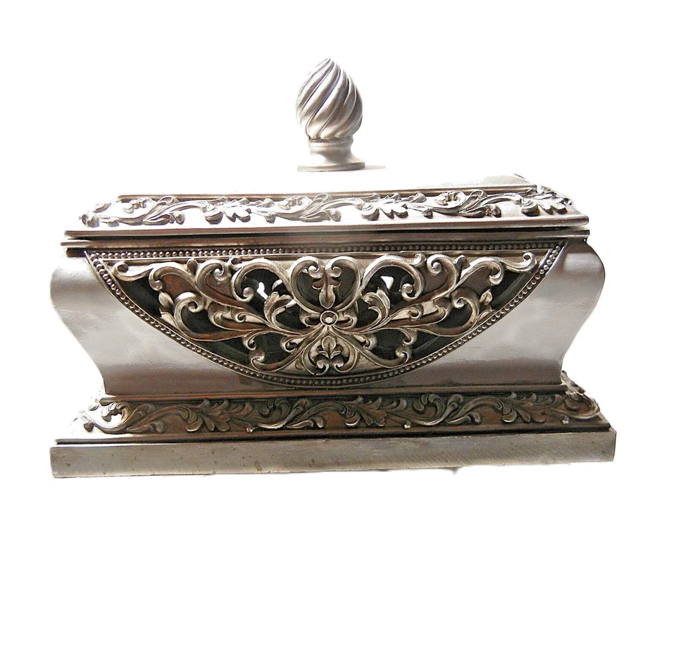 D'Lusso Кашмир большой ювелирных изделий безделушки груди коробка серебро белый новый 10 «Hx12» Lx7» W - Изображение 2 из 4