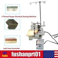 Professional 4 Thread Serger Overlock Sewing Machine 4-Line with Foot Controller
