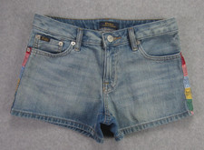 Polo Ralph Lauren Girls Shorts L 12-14 Blue Denim Cotton Distressed Boho