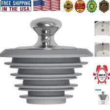 Stylish Gray Bathtub Drain Stopper - Silicone  Zinc Alloy for Best Seal