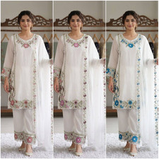 Women's Embroidered Pakistani Salwar Kameez Suit with Organza Dupatta Party