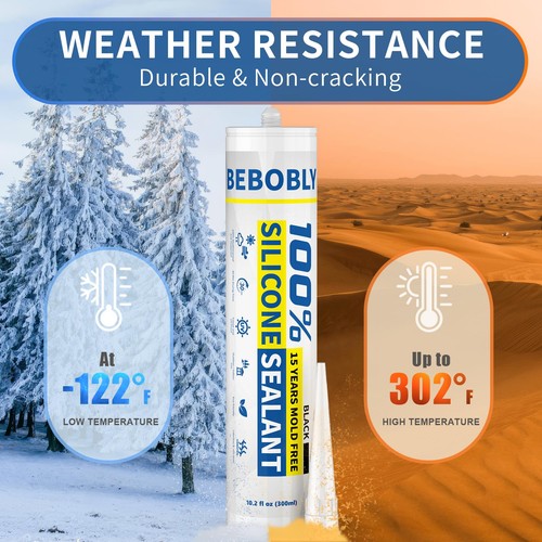 Black Silicone Caulk & Sealant, 100% Waterproof Silicone Caulking, Silicone S... - Picture 7 of 7