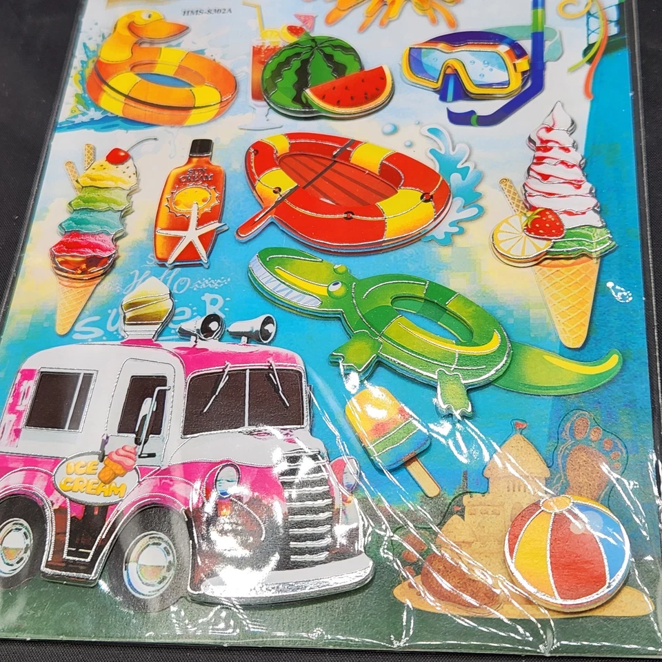 Crafter's Square 13 pegatinas para álbumes de recortes - NUEVO - Helado de natación de playa de verano Foto 4 de 4