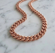Pure Solid Copper Cuban Curb Chain Link 158gr Heavy 11mm 24" Chunky Necklace