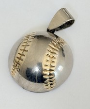 Vintage Sterling Silver BASEBALL PENDANT Charm 7-Grams