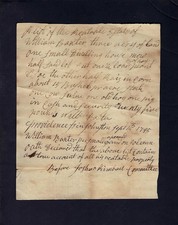 1795 Handwritten Tax Document – Providence RI – William Baxter Estate List
