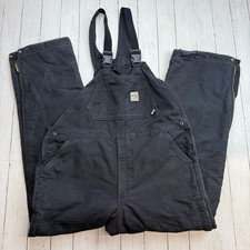 Carhartt FR Bib Overalls Double Knee Duck Lined Black 14806 Sz 40/36