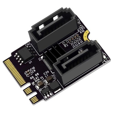 M.2-zu-SATA-Festplattenadapterkarte Riser-Karte PCIe 3.0 Jmb582 Key A+E für