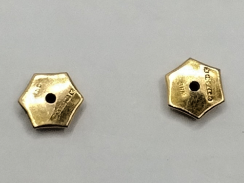 Paire d'anciennes boucles d'oreilles poinçonnées hexagonales en or 9 carats assorties - Photo 5/5