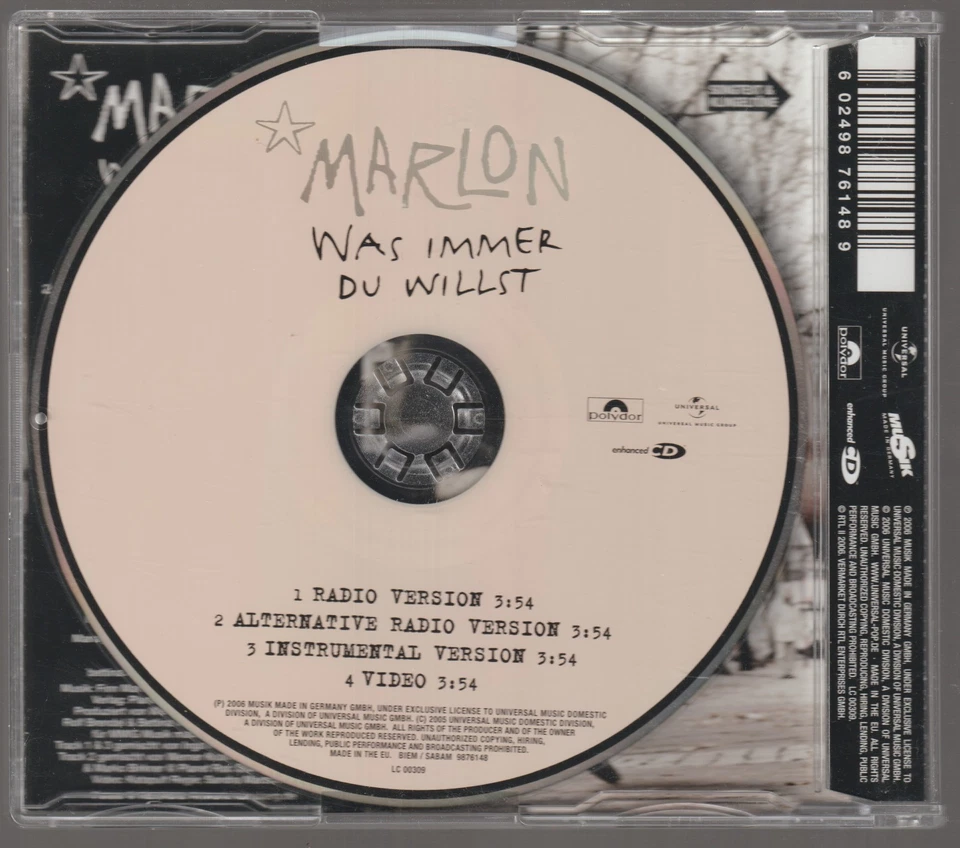 Marlon - Was immer du willst [3 Track Maxi CD Polydor + Video, 2006] - Bild 2 von 3